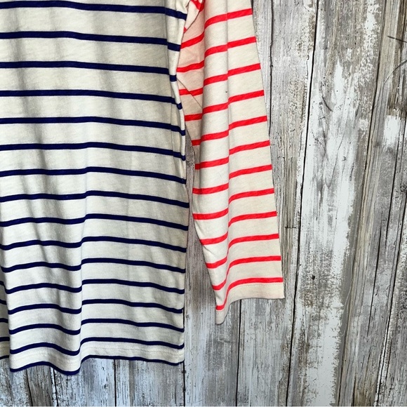 NWT J. Crew Blue, Coral Stripe Knit Long Sleeve Women’s Medium - Picture 2 of 4